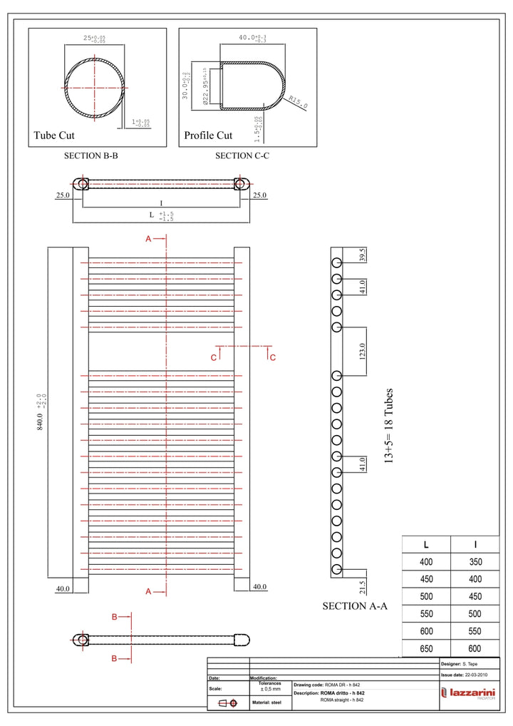 Roma - Anthracite Electric Towel Rail H842mm x W500mm Straight 400w Standard