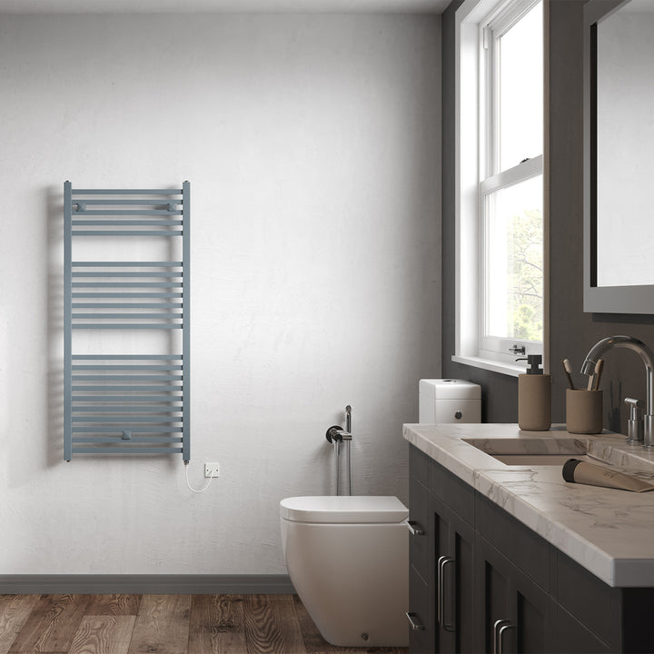 Todi - Anthracite Electric Towel Rail H1110mm x W500mm Straight 500w Standard