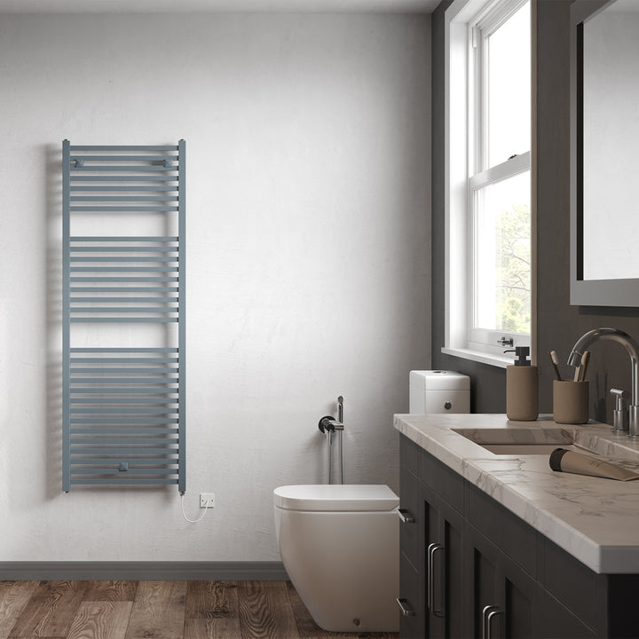 Todi - Anthracite Electric Towel Rail H1420mm x W500mm Straight 600w Standard
