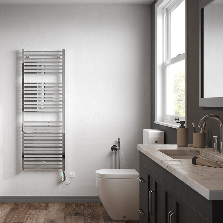 Todi - Chrome Electric Towel Rail H1420mm x W500mm Straight 300w Thermostatic WIFI