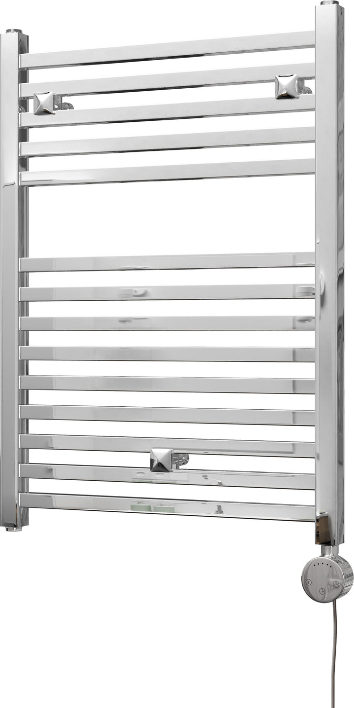 Todi - Chrome Electric Towel Rail H690mm x W500mm Straight 300w Thermostatic