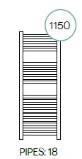 Merano - White Heated Towel Rail - H1150mm x W500mm - Curved