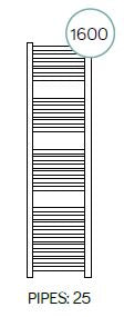 Merano - White Heated Towel Rail - H1600mm x W500mm - Curved