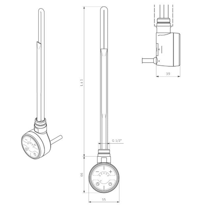 MOA Chrome - Dual Fuel Towel Rail Kits 800w Thermostatic