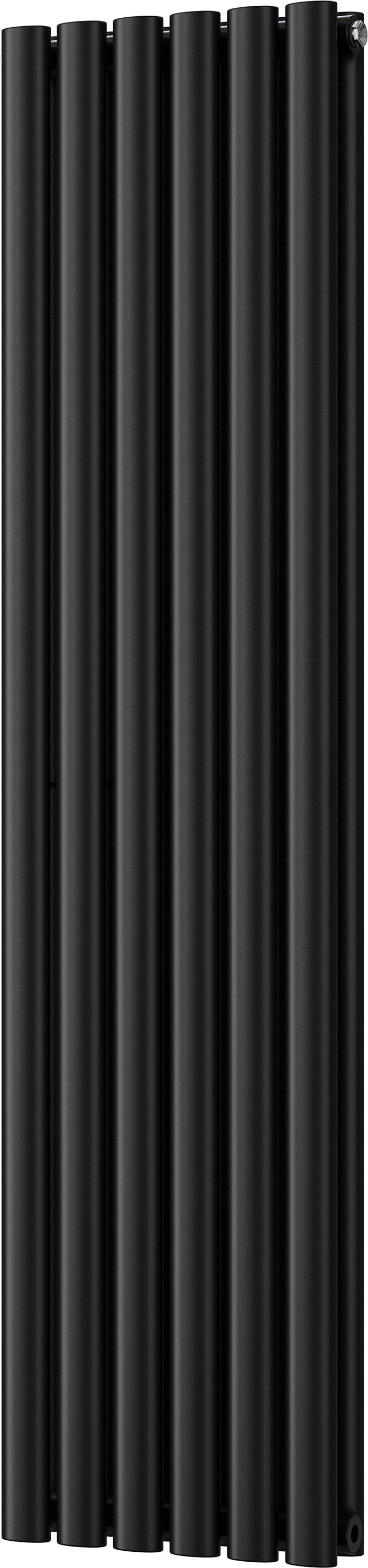 Omeara - Black Vertical Radiator H1400mm x W348mm Double Panel