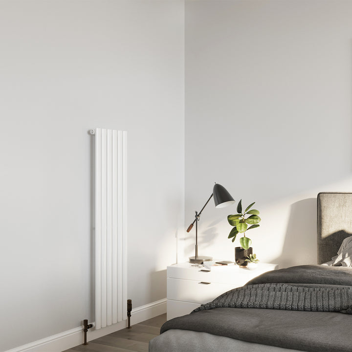 Omeara - White Designer Radiator H1400mm x W348mm Single Panel - Feet Included