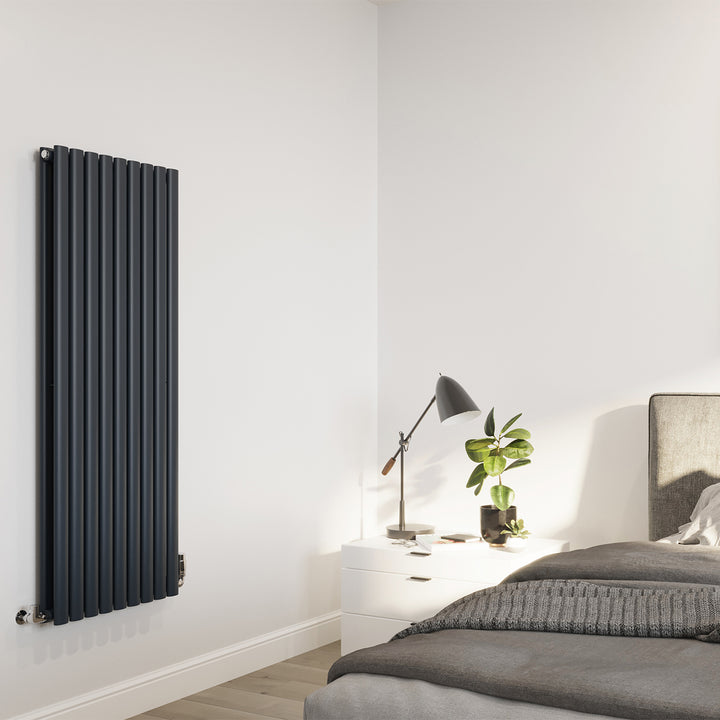 Omeara - Anthracite Designer Radiator H1400mm x W522mm Double Panel - Feet Included