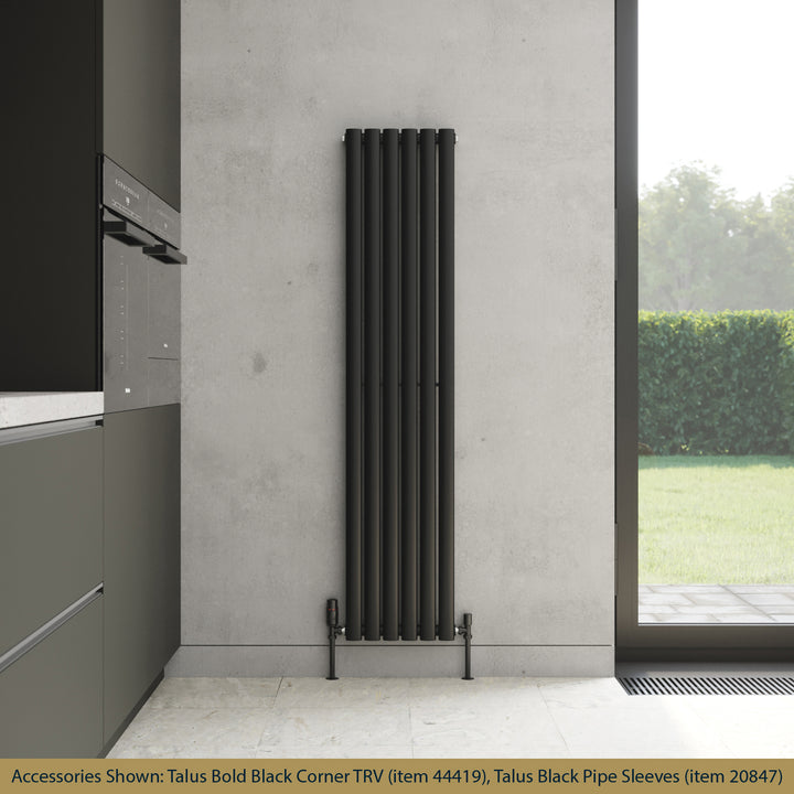 Omeara - Black Designer Radiator H1600mm x W348mm Single Panel - Feet Included