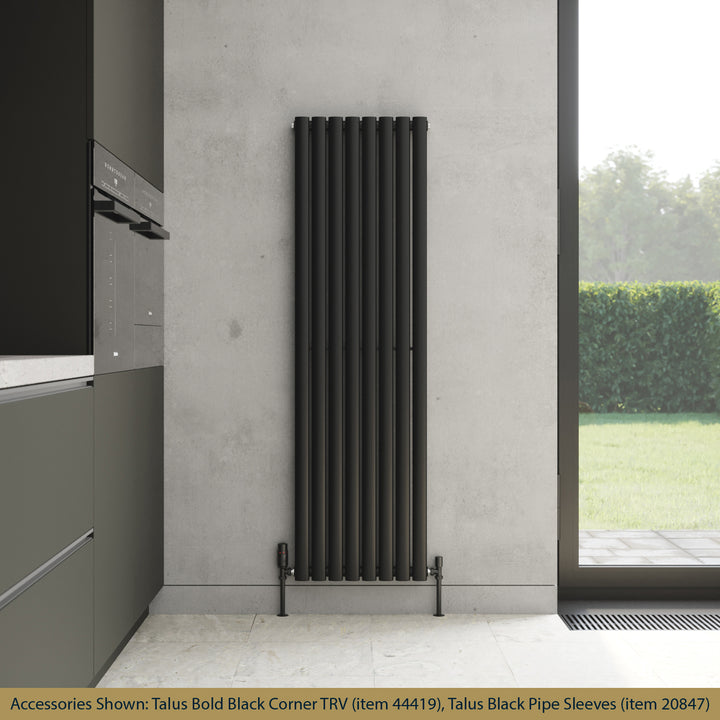 Omeara - Black Designer Radiator H1600mm x W464mm Single Panel - Feet Included
