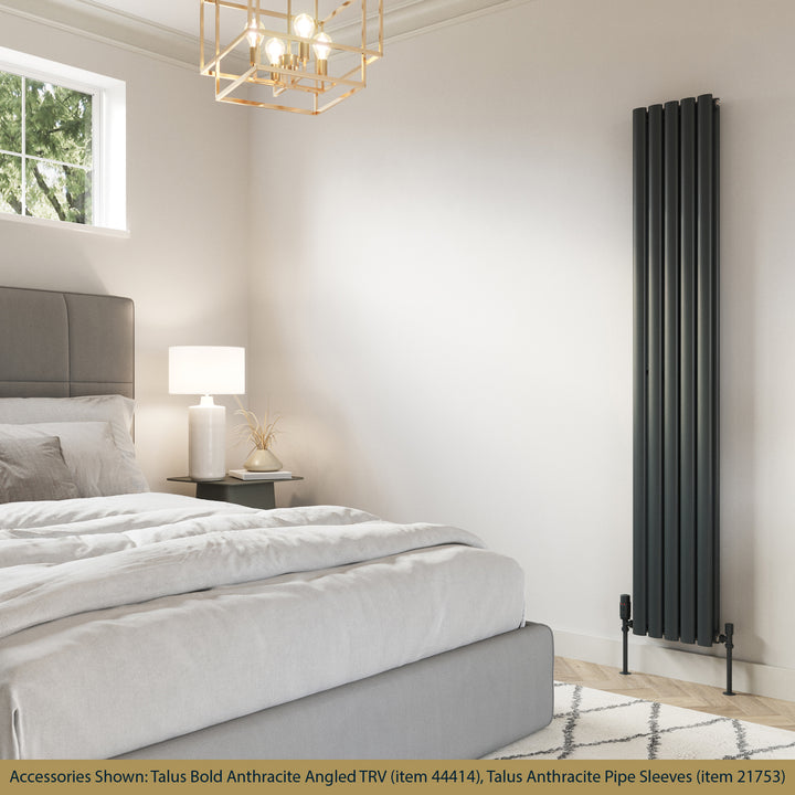 Omeara - Anthracite Designer Radiator H1800mm x W290mm Double Panel - Feet Included