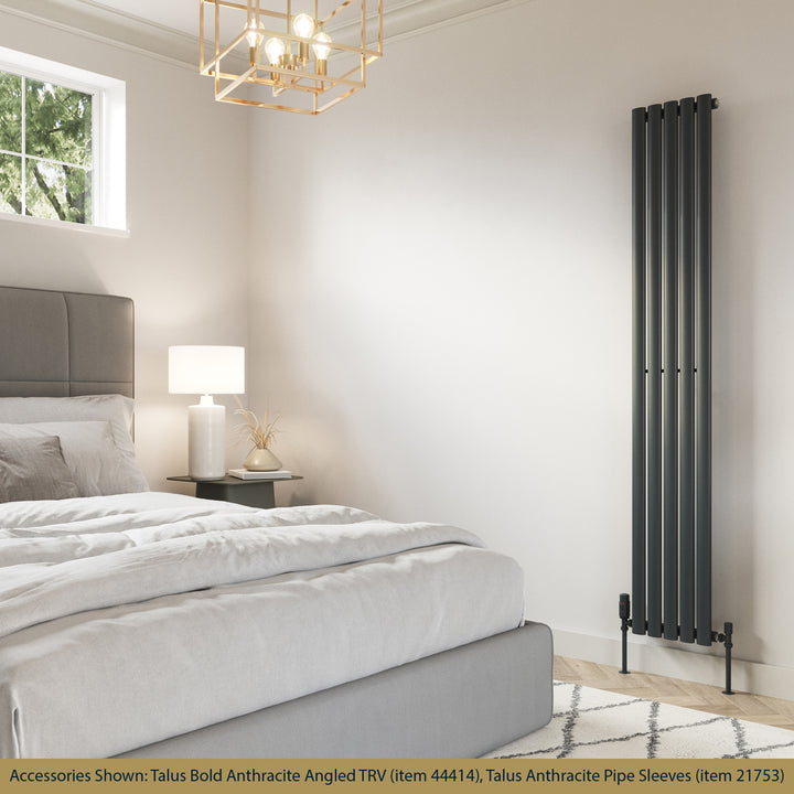 Omeara - Anthracite Designer Radiator H1800mm x W290mm Single Panel - Feet Included