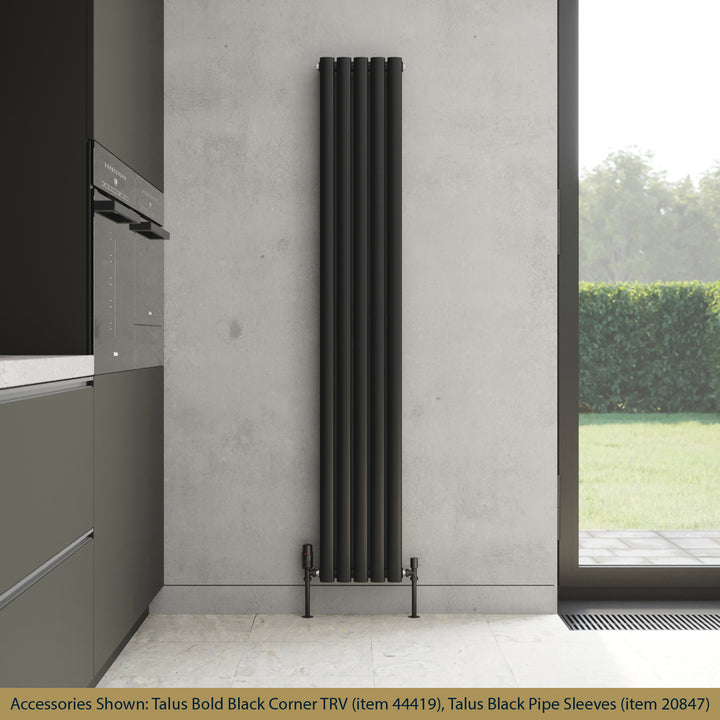 Omeara - Black Designer Radiator H1800mm x W290mm Double Panel - Feet Included
