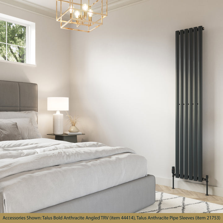 Omeara - Anthracite Designer Radiator H1800mm x W348mm Single Panel - Feet Included
