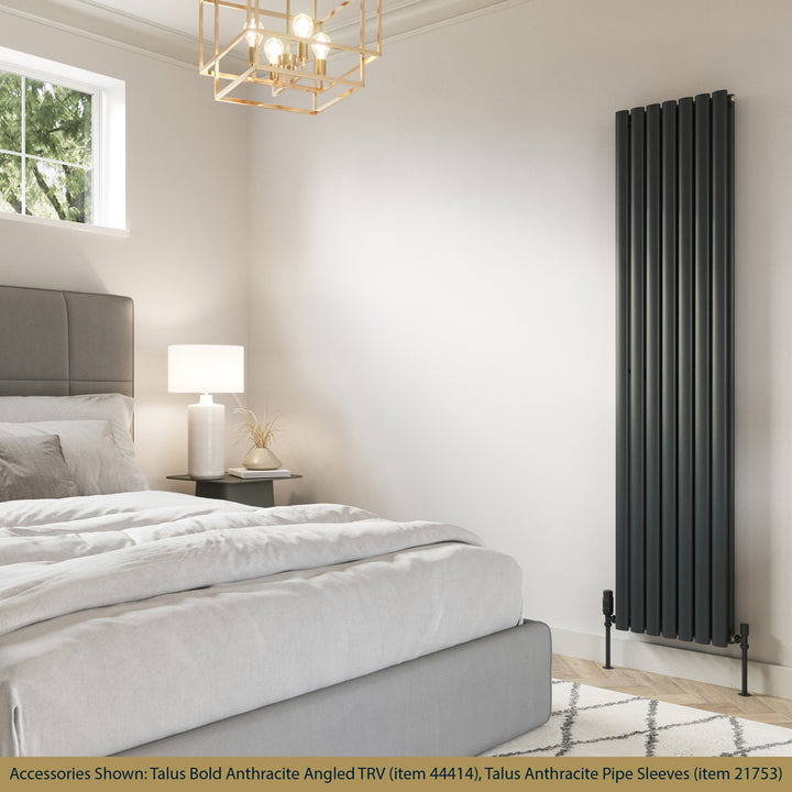 Omeara - Anthracite Designer Radiator H1800mm x W406mm Double Panel - Feet Included