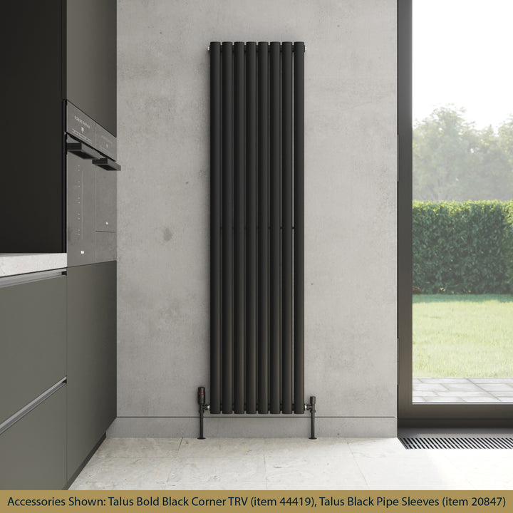 Omeara - Black Designer Radiator H1800mm x W464mm Single Panel - Feet Included