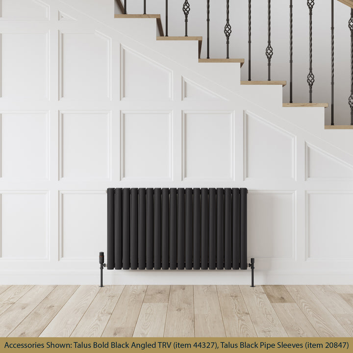 Omeara - Black Designer Radiator H600mm x W1044mm Double Panel - Feet Included