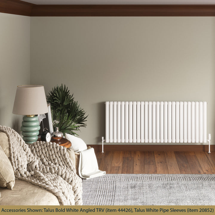 Omeara - White Designer Radiator H600mm x W1508mm Double Panel - Feet Included
