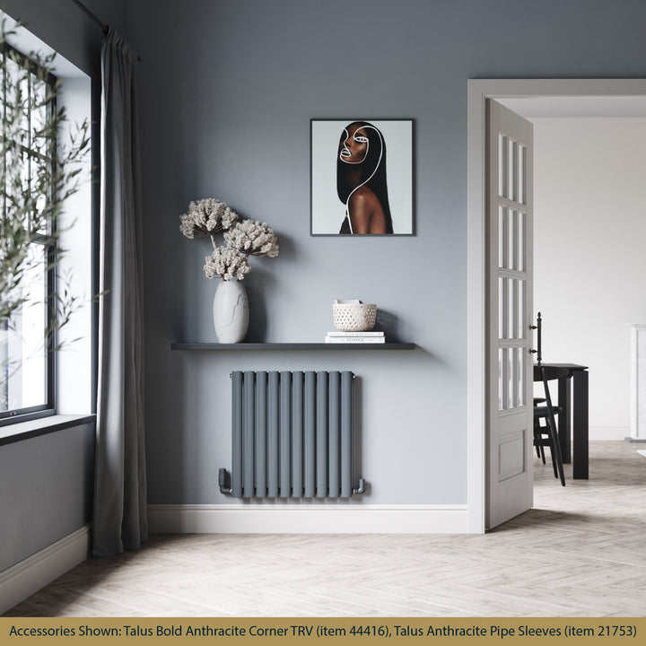 Omeara - Anthracite Designer Radiator H600mm x W580mm Single Panel - Feet Included