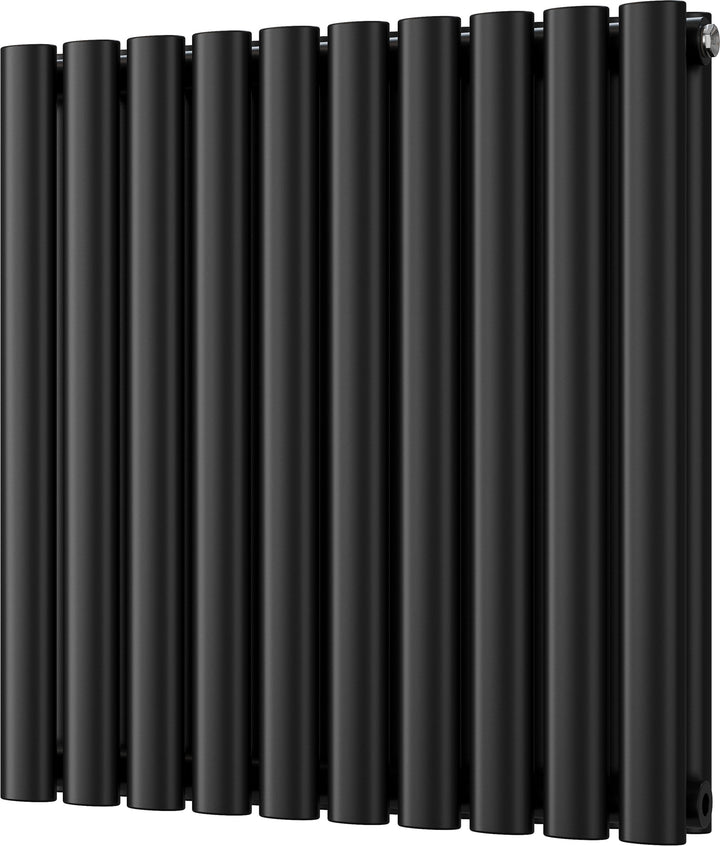 Omeara - Black Horizontal Radiator H600mm x W580mm Double Panel