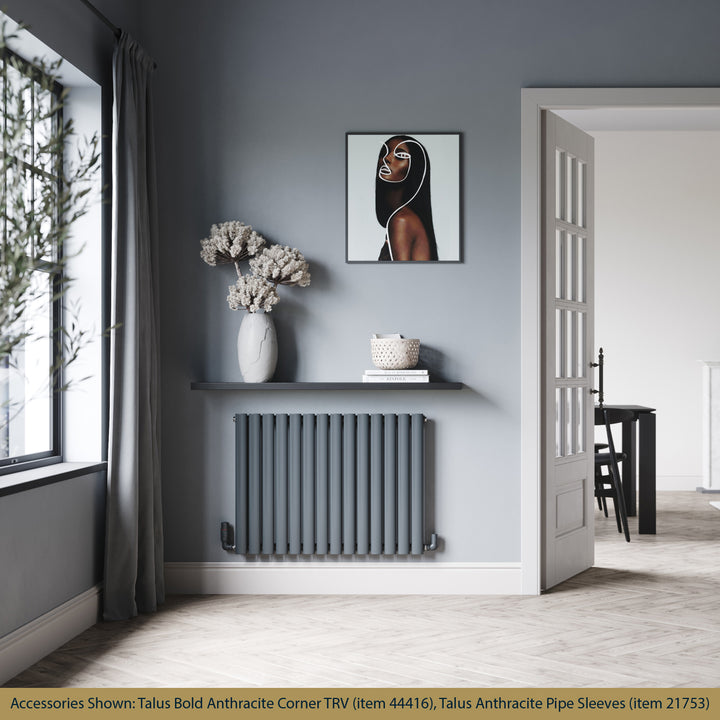 Omeara - Anthracite Designer Radiator H600mm x W812mm Single Panel - Feet Included