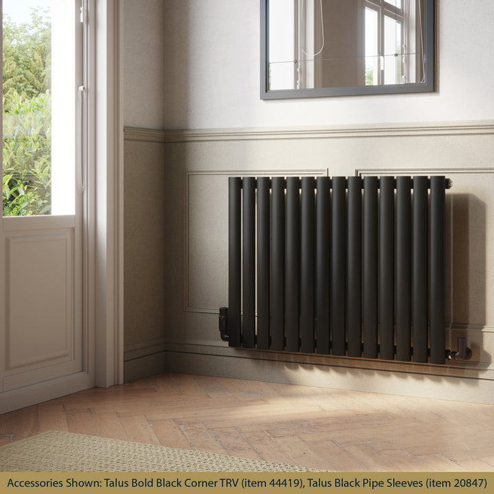 Omeara - Black Designer Radiator H600mm x W812mm Single Panel - Feet Included