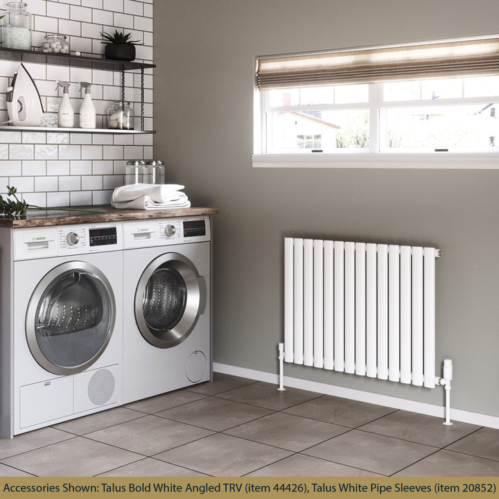 Omeara - White Designer Radiator H600mm x W812mm Single Panel - Feet Included