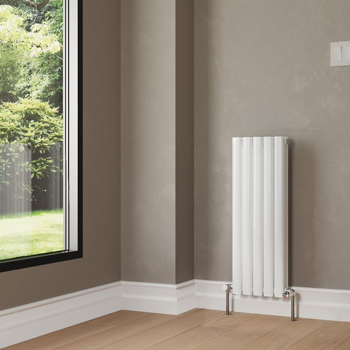 Omeara - White Designer Radiator H800mm x W290mm Double Panel - Feet Included