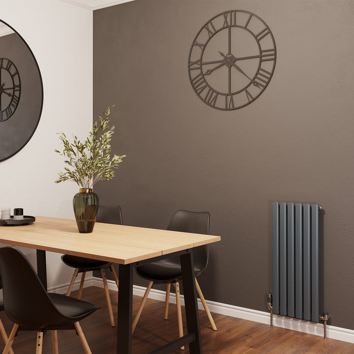 Omeara - Anthracite Designer Radiator H800mm x W348mm Single Panel - Feet Included