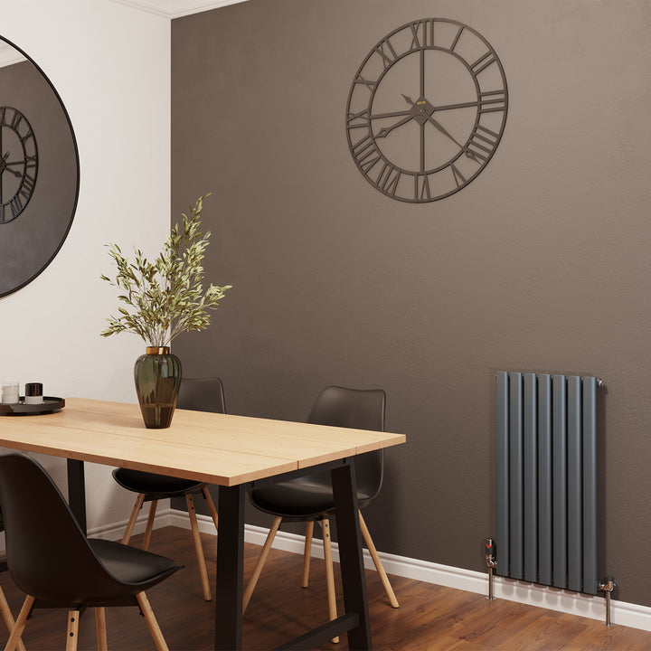 Omeara - Anthracite Designer Radiator H800mm x W406mm Single Panel - Feet Included