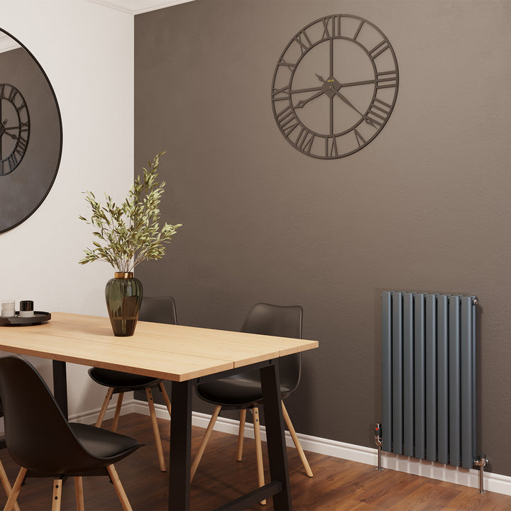 Omeara - Anthracite Designer Radiator H800mm x W464mm Double Panel - Feet Included