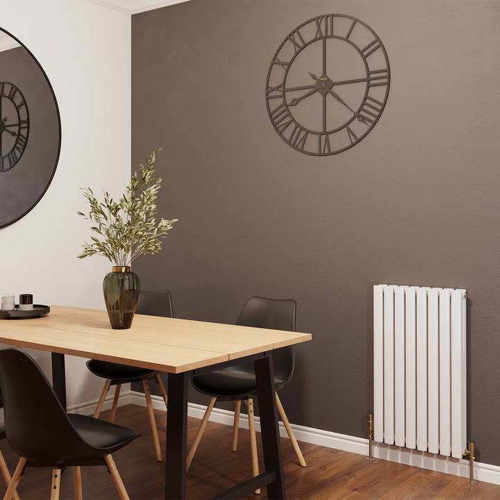 Omeara - White Designer Radiator H800mm x W464mm Double Panel - Feet Included