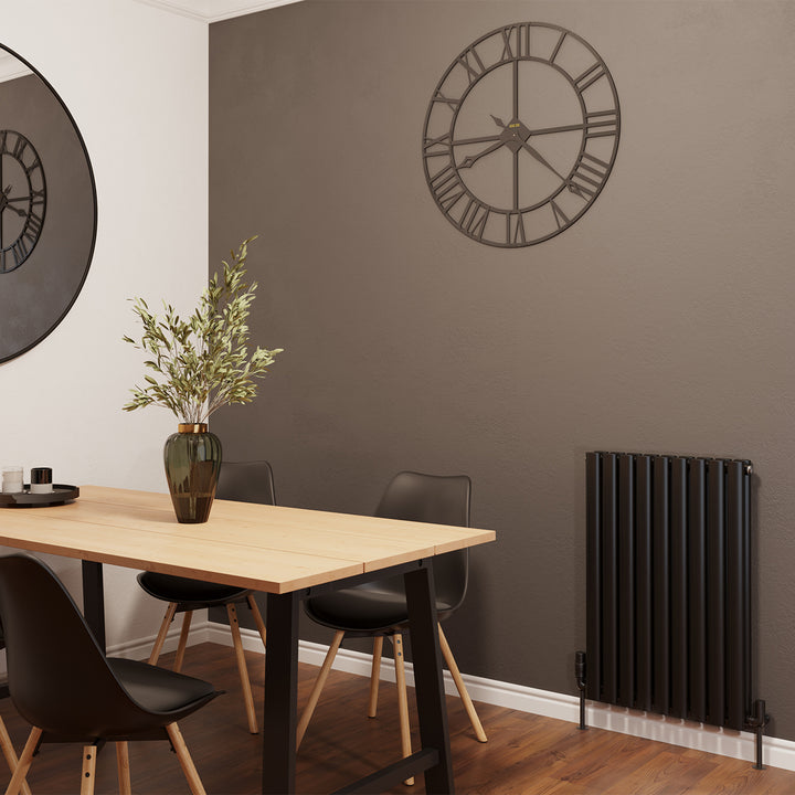 Omeara - Black Designer Radiator H800mm x W522mm Double Panel - Feet Included