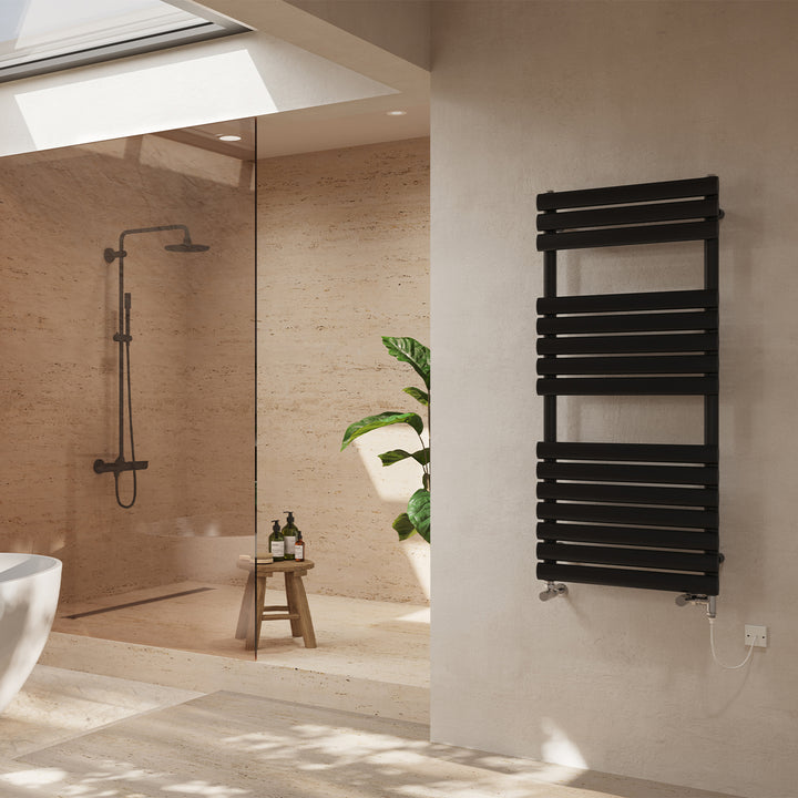 Omeara - Black Dual Fuel Towel Rail H1120mm x W500mm Standard