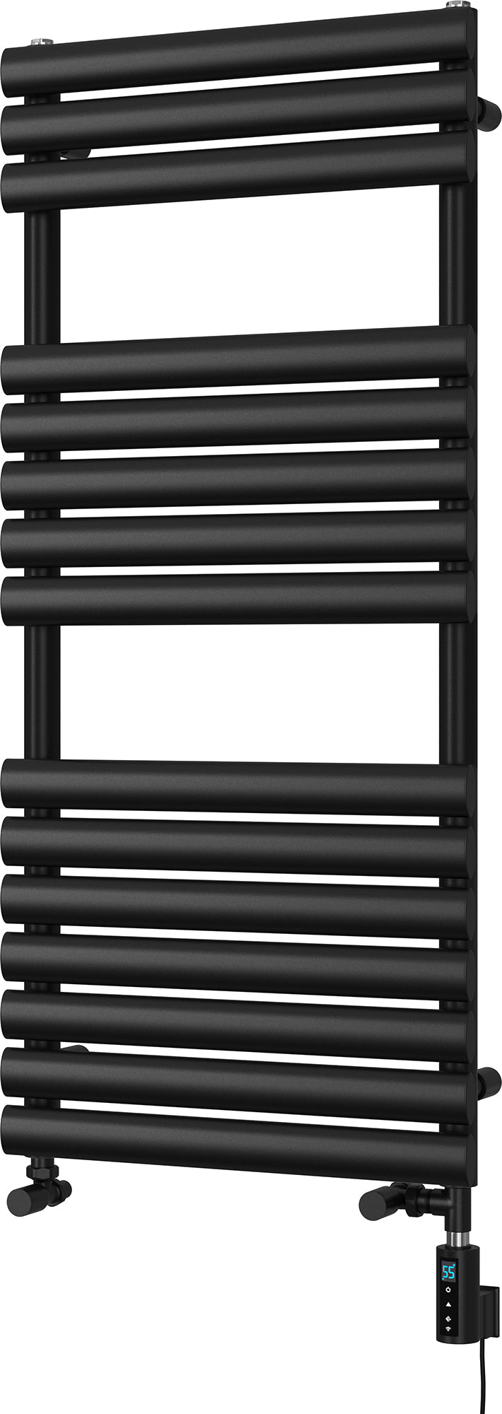 Omeara - Black Dual Fuel Towel Rail H1120mm x W500mm Thermostatic WIFI