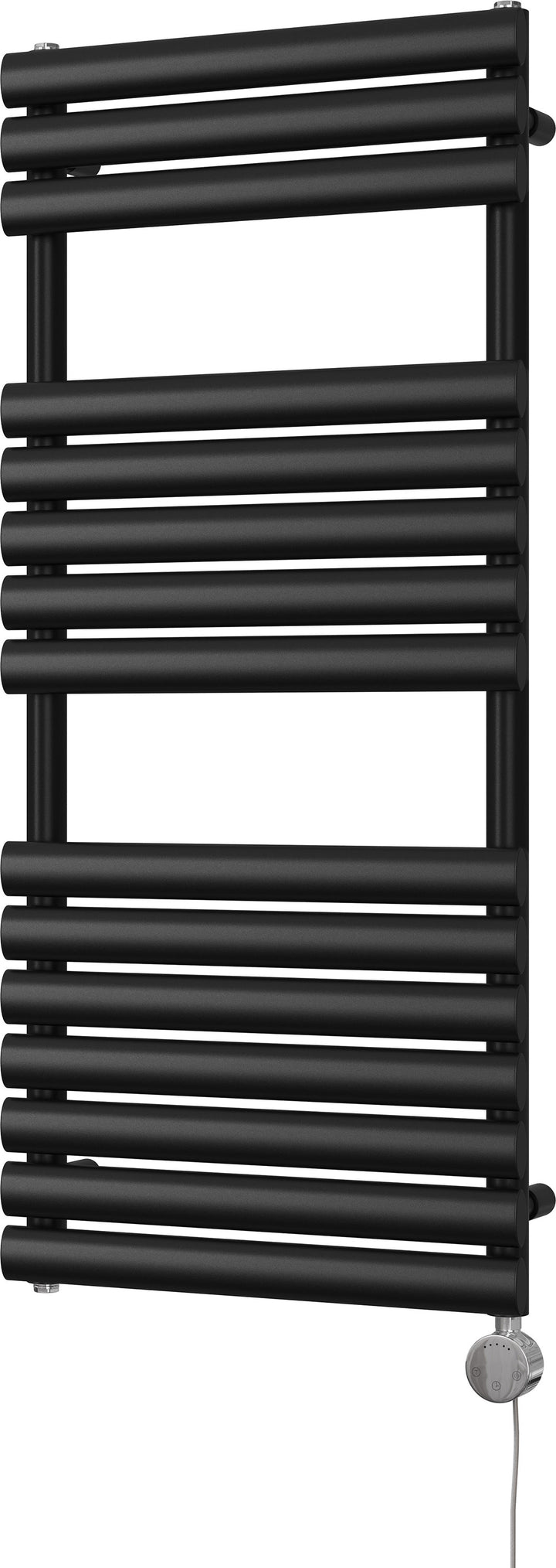 Omeara - Black Electric Towel Rail H1120mm x W500mm 600w Thermostatic