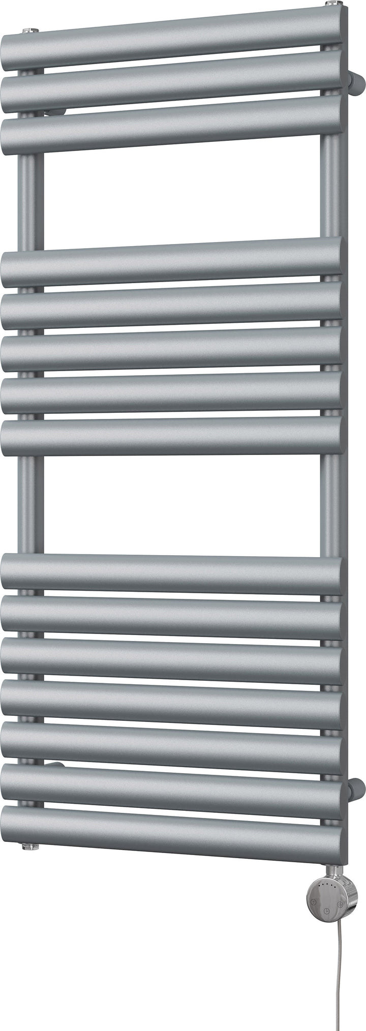 Omeara - Silver Electric Towel Rail H1120mm x W500mm 600w Thermostatic