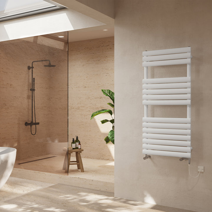 Omeara - White Dual Fuel Towel Rail H1120mm x W500mm Standard