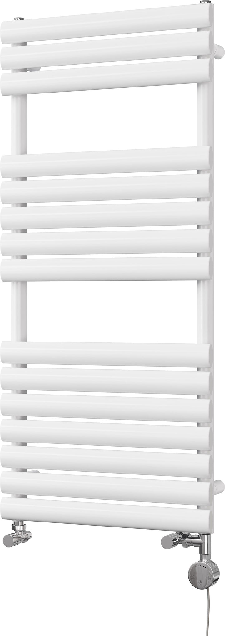 Omeara - White Dual Fuel Towel Rail H1120mm x W500mm Thermostatic