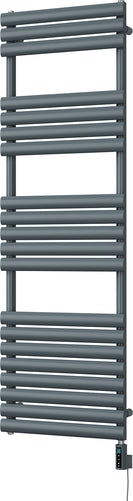 Omeara - Anthracite Electric Towel Rail H1595mm x W500mm 900w Thermostatic WIFI