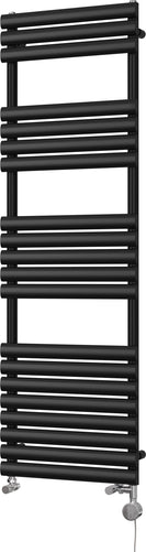 Omeara - Black Dual Fuel Towel Rail H1595mm x W500mm Thermostatic