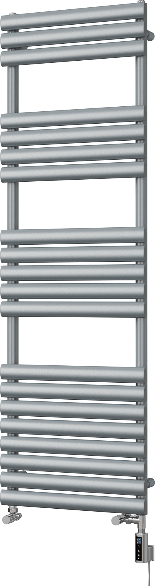 Omeara - Silver Dual Fuel Towel Rail H1595mm x W500mm Thermostatic WIFI