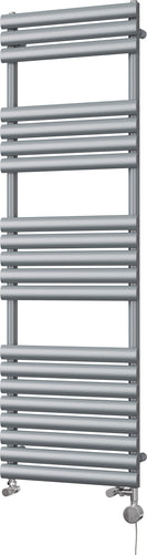 Omeara - Silver Dual Fuel Towel Rail H1595mm x W500mm Thermostatic