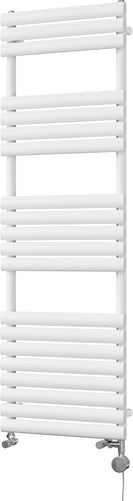 Omeara - White Dual Fuel Towel Rail H1595mm x W500mm Thermostatic