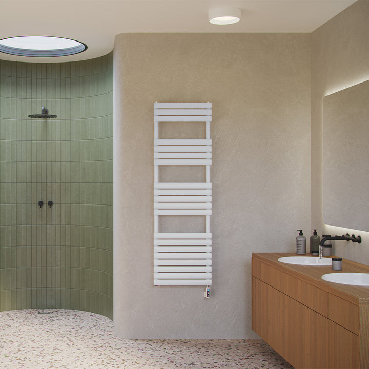 Omeara - White Electric Towel Rail H1595mm x W500mm 900w Thermostatic WIFI