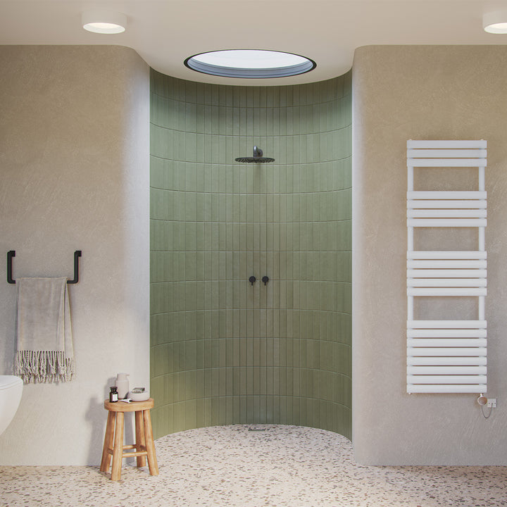 Omeara - White Electric Towel Rail H1595mm x W500mm 600w Thermostatic