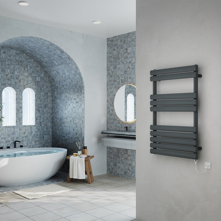 Omeara - Anthracite Electric Towel Rail H825mm x W500mm 400w Standard
