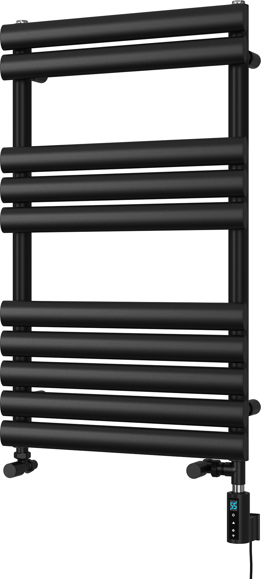 Omeara - Black Dual Fuel Towel Rail H825mm x W500mm Thermostatic WIFI