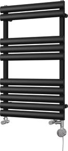 Omeara - Black Dual Fuel Towel Rail H825mm x W500mm Thermostatic