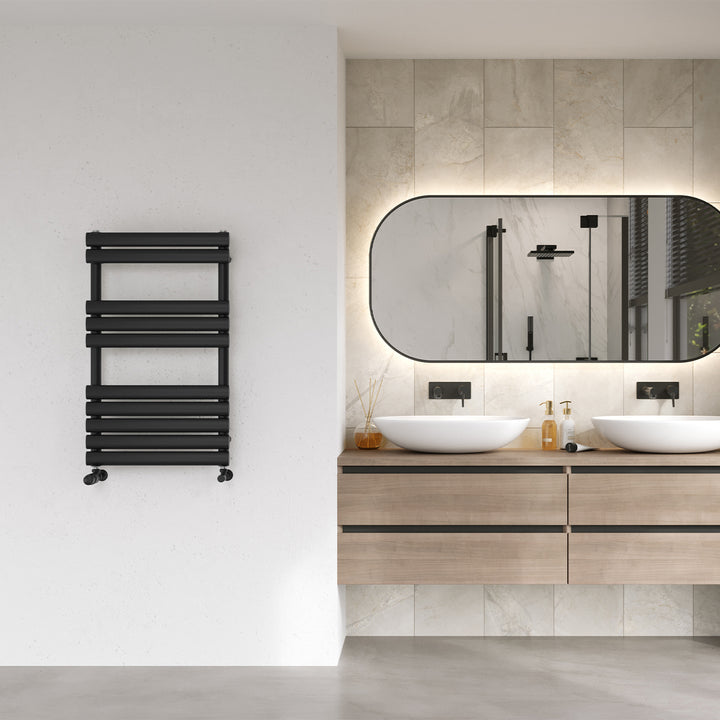 Omeara - Black Towel Radiator - H825mm x W500mm