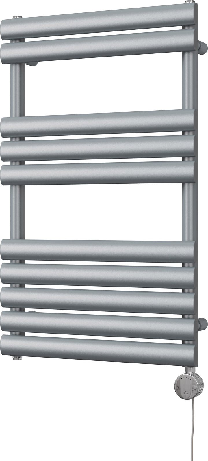 Omeara - Silver Electric Towel Rail H825mm x W500mm 300w Thermostatic